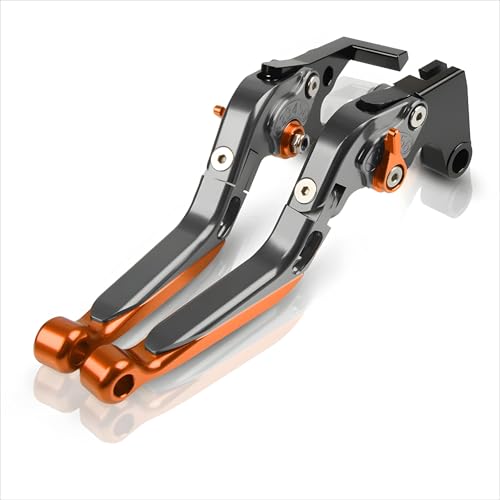 hcksw Motorradzubehör, Bremshebel für CBR250R 2011–2013, CBR 250R, CNC-Aluminium, verstellbar, klappbar, Brems- und Kupplungshebel (Titan + Orange) von hcksw