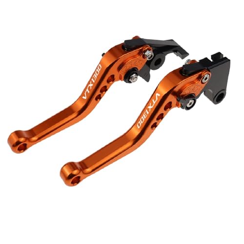 hcksw Motorradzubehör, Bremshebel für Fury VTX1300CX 2009–2018 VTX 1300CX CNC-Aluminium, verstellbar, kurze Kupplungshebel (orange) von hcksw