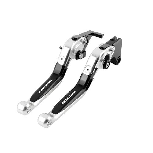 hcksw Motorradzubehör, Bremshebel für NC700 S/X 2012–2015 NC 700 CNC-Aluminium, verstellbar, zusammenklappbar, Schwarz und Silber von hcksw