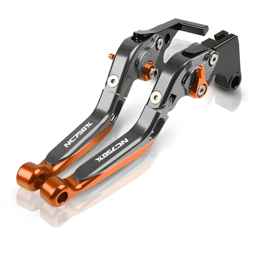 hcksw Motorradzubehör, Bremshebel für NC750 S/X 2012–2015 NC 750 CNC-Aluminium, verstellbar, zusammenklappbar, für Brems- und Kupplungshebel (Titan + Orange) von hcksw