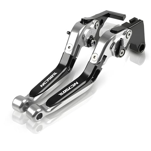 hcksw Motorradzubehör, Bremshebel für NC750 S/X 2016–2020 NC 750 CNC-Aluminium, verstellbar, zusammenklappbar, Schwarz und Silber von hcksw