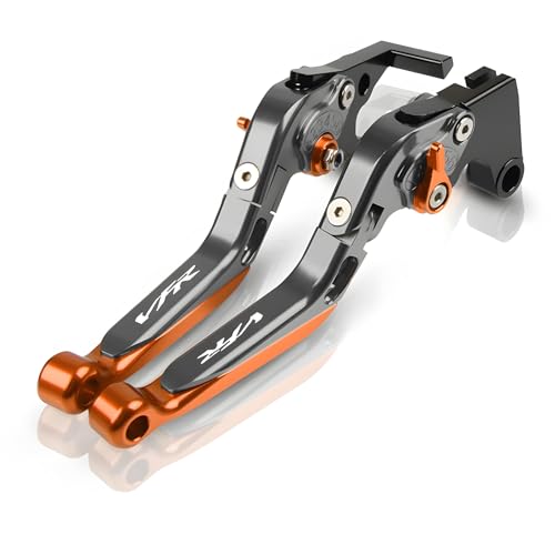 hcksw Motorradzubehör, Bremshebel für VFR1200/F 2010–2014, VFR 1200 F, CNC-Aluminium, verstellbar, klappbar, Brems- und Kupplungshebel (Titan + Orange) von hcksw