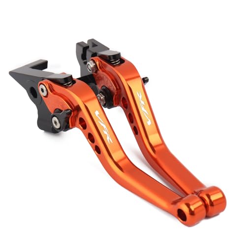hcksw Motorradzubehör, Bremshebel für VFR1200/F 2010–2014, VFR 1200 F, CNC-Aluminium, verstellbar, kurze Kupplungshebel (orange) von hcksw