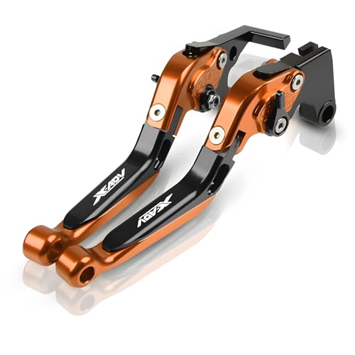 hcksw Motorradzubehör, Bremshebel für XADV750 1991–1997 VFR 750, CNC-Aluminium, verstellbar, zusammenklappbar, Schwarz und Orange von hcksw