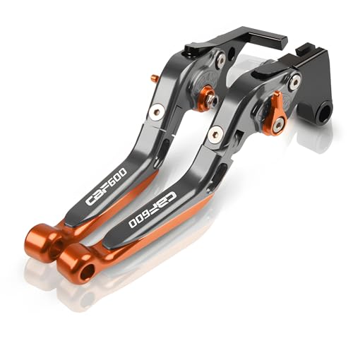 hcksw Motorradzubehör Bremshebel für CBF600 SA 2010–2013 CBF 600 CNC-Aluminium, verstellbar, zusammenklappbar, Brems- und Kupplungshebel (Titan + Orange) von hcksw