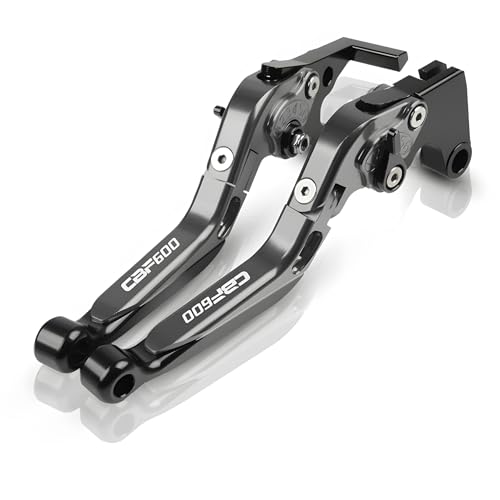 hcksw Motorradzubehör Bremshebel für CBF600 SA 2010–2013 CBF 600 CNC-Aluminium, verstellbar, zusammenklappbar, Brems- und Kupplungshebel (Titan + Schwarz) von hcksw