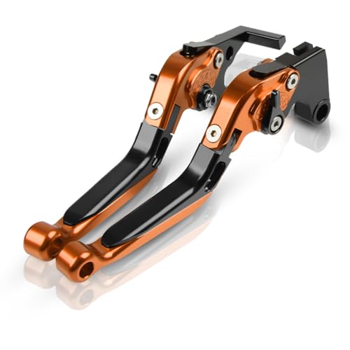 hcksw Motorradzubehör Bremshebel für CBR1000RR 2008–206 CBR 1000RR CNC-Aluminium, verstellbar, zusammenklappbar, Brems- und Kupplungshebel (schwarz + orange) von hcksw