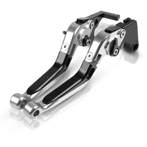 hcksw Motorradzubehör Bremshebel für CBR250R 2011–2013 CBR 250R CNC-Aluminium, verstellbar, zusammenklappbar, Brems- und Kupplungshebel (schwarz + silber) von hcksw