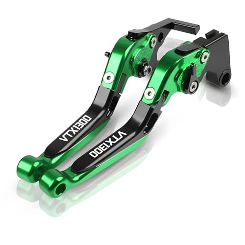 hcksw Motorradzubehör Bremshebel für Fury VTX1300CX 2009–2018 VTX 1300CX CNC-Aluminium, verstellbar, zusammenklappbar, Brems- und Kupplungshebel (schwarz + grün) von hcksw