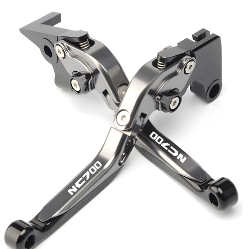 hcksw Motorradzubehör Bremshebel für NC700 S/X 2012–2015 NC 700 CNC-Aluminium, verstellbar, zusammenklappbar, Brems- und Kupplungshebel (Titan + Schwarz) von hcksw