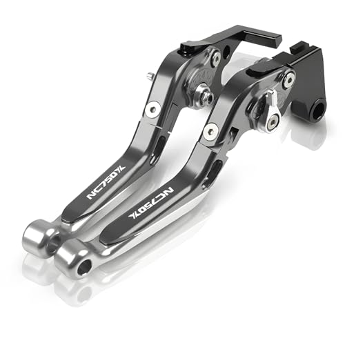 hcksw Motorradzubehör Bremshebel für NC750 S/X 2016–2020 NC 750 CNC-Aluminium, verstellbar, zusammenklappbar, für Brems- und Kupplungshebel (Titan + Silber) von hcksw
