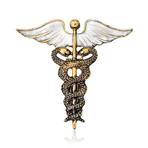 hcma Krankenschwester Tagesgeschenk Doppel Schlangenform Caduceus Medical Pin Abzeichen Engelsflügel Krankenschwester Vintage Brosche von hcma