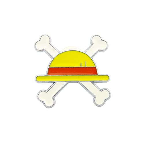 hcma One Piece Ruffy Hat Muster Abzeichen Pin Dekoration Legierung Anime Brosche Knochenhut Brosche von HCMA