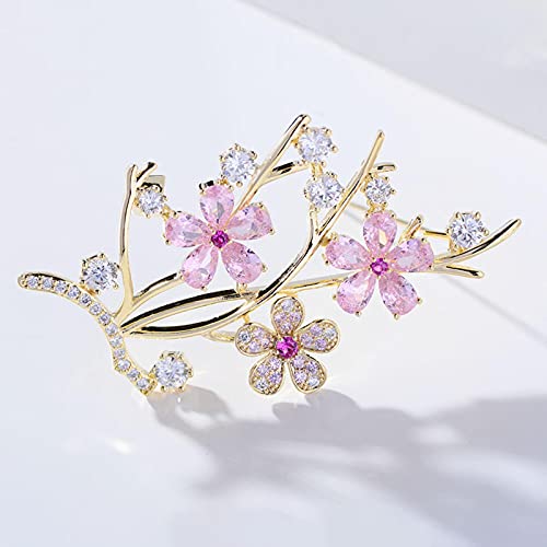 hcma Rosa Pflaume Blume Zirkon Brosche Pin für Damen Brosche Schmuck Kleidung Schal Schnalle Kleidungsstück Zubehör Edlen Schmuck Geschenke Gift von hcma