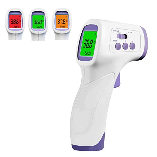hd-line Digital-Thermometer - Berührungslose Pistole zum Temperatur-Messen von Körper, Objekten, Raum - LCD-Display mit 3 Farbmodi, Beleuchtung, akustischem Fieberalarm, sofortiger genauer Anzeige von hd-line
