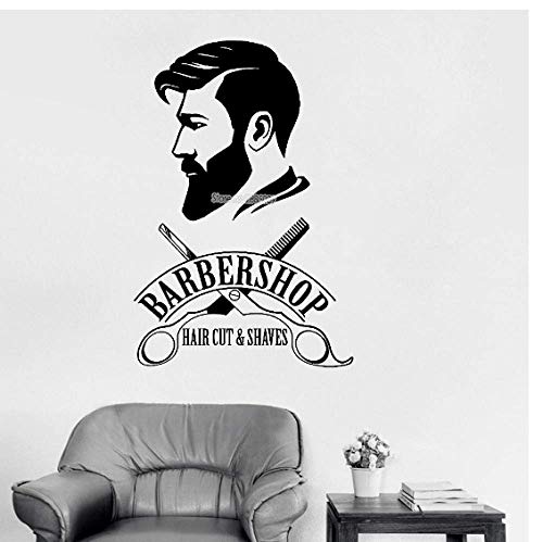 Barbershop Logo Wandtattoo Barber Shop Zeichen Aufkleber Fenster Dekor Abziehbilder Barber'S Logo Wandbilder Friseursalon Tapeten 56Cm X 84Cm von hddnz