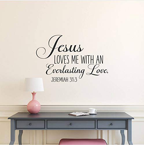 Bibel Vers Wandtattoo Zitat Jesus Liebt Mich Mit Einer Liebe Kinderzimmer Wand Vinyl Aufkleber Schlafzimmer 42X27Cm von hddnz