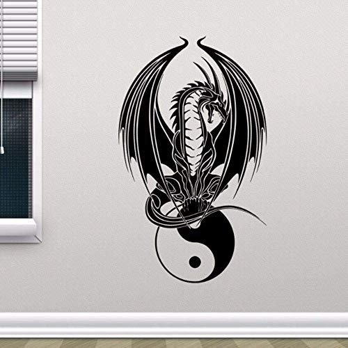 Drachen Yin Yang Wandtattoo Schlafzimmer Yoga Kunst Wand Poster Home Schlafzimmer Dekoration Abnehmbare Vinyl Drachen Symbol Wandaufkleber 57X91 Cm von hddnz