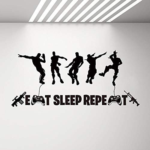 Eat Sleep Repeat Wandtattoo Für Jungen Schlafzimmer Floss Dance Game Quote Wandaufkleber Charakter Wandbild Aufkleber Decals Größe：42 * 84cm Schwarz von hddnz