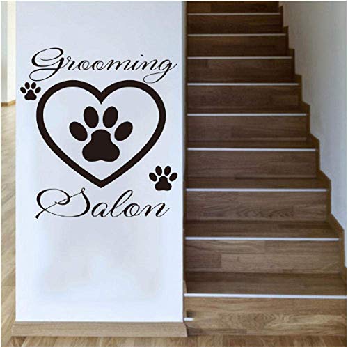 Lustige Pet Grooming Salon Vinyl Wandaufkleber Mit Hund Fußabdruck Wandtattoo Tapete Für Pet Shop Abnehmbare Tapete Wohnkultur 56X61 Cm von hddnz