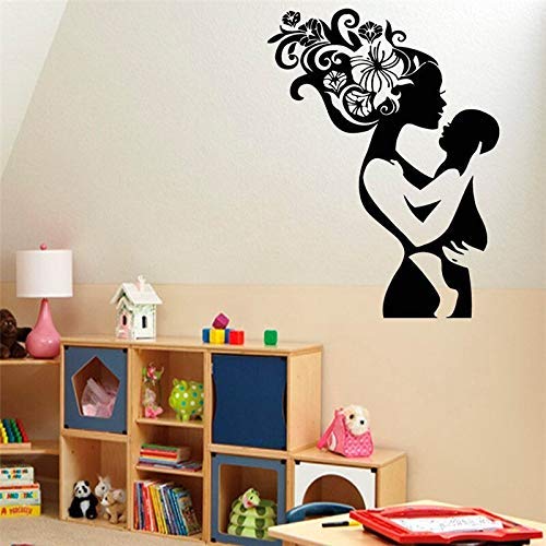 Wandtattoo Vinyl Aufkleber Schönheitssalon Mädchen Mutter Mutter Mit Baby Kinder Wanddekor Liebe Familie Kindergarten Spielzimmer Poster Papier 57 * 76 Cm von hddnz