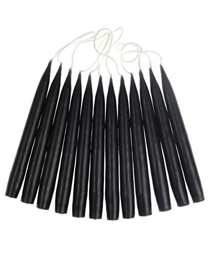 hdg Baumkerzen 12er Pack schwarz - handgefertigte Kerzen aus Dänemark Ø 1,3 cm / 12 cm von hdg