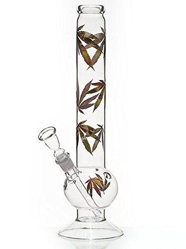 Glasbong mit herbstlicher Blattverzierung - 35cm, 18,8 mm - Head&Nature Bong-Kollektion von head and nature