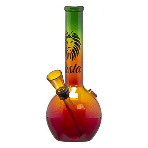 Kleine Rasta Bong - buntes Glas mit Aufdruck und Steckchillum - Höhe ca. 16cm - Head&Nature Bong Kollektion von head and nature