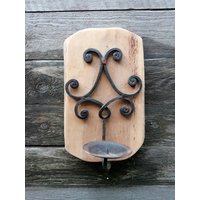 Rustikale Wanddeko Handgefertigter Kerzenhalter Geschmiedet Wandboard Holz Rustikale Wanddeko Handgefertigter Kerzenhalter Geschmiedet Wandboard Holz von heartmadebysteph