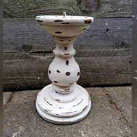 Schöner Großer Kerzenständer Shabby Chic Gedrechselter Landhaus Stil von heartmadebysteph