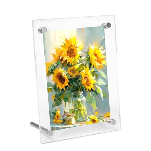 Acryl Bilderrahmen, Klarer Doppelseitiges Fotorahmen, Rahmenloser Foto Rahmen, Dekorativer Posterrahmen, Transparenter Frei Stehend Foto Frame für Schreibtisch Zuhause Büro Kunstwerke (12-inch) von heavenlife