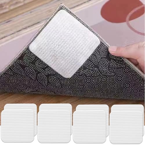 Wiederverwendbare Teppichgreifer, Rutschfeste Greifer für Teppiche, Waschbare Anti Rutsch Teppichunterlage, Quadratischer Teppich Aufkleber, Teppichstopper für Holz Fliesen Marmor Böden (10x10cm, 4) von heavenlife