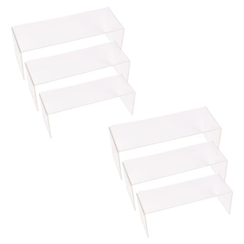 heavenlife 6 Stück Acryl Display Ständer, Klare Acryl Display Risers Display Sockel, 3 Größen Display Regal, Clear Riser Regal Vitrine für Figuren Sammlerstücke Kosmetika Cupcake Schmuck von heavenlife