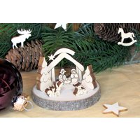 3D Holz Krippe Weihnachtskrippe, Baumscheibe, Bausatz von hebraHolzGeschenke
