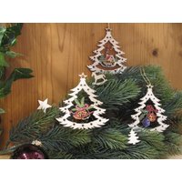 Baumbehang Holz - Weihnachtsschmuck Zweigdeko | 3Er Set von hebraHolzGeschenke