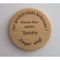 Bierglas-Getränkeglas Abdeckung/Spruch Nur Gucken Nicht Anfassen... Namensgravur von hebraHolzGeschenke