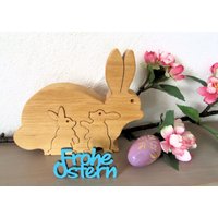 Holz Hasenfamilie - Osterhase Osterdeko Hasenpuzzle von hebraHolzGeschenke