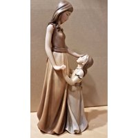 Mutterliebe/Mutter Und Tochter Holzgeschnitzt 20 cm Farbig Wohnungsdeko von hebraHolzGeschenke