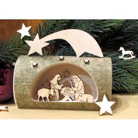 Naturholz Weihnachtskrippe Krippendarstellung in Astholz von hebraHolzGeschenke