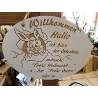 Osterdeko Osterhase Holz Türschild Lustiger Spruch von hebraHolzGeschenke