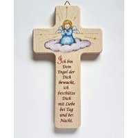 Spruchkreuz/Kinderkreuz Holz Natur Schutzengel Kreuz Spruch Ich Bin Dein Engel... Geburt /Taufe Geschenk Kinderzimmer Deko von hebraHolzGeschenke
