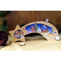 Weihnachtsdeko/Kometen Stern Krippe Heilige Familie Kindliche Krippendarstellung Kinderzimmer Deko von hebraHolzGeschenke