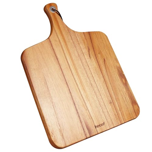 hecef Käsebrett Holz, Holzbrett küche Tablett mit Griff, Käseplatte Servierbrett Käsebretter Servierplatte Geschenk für Party-Geburtstag, Weihnachts, Charcuterie Cheese Board 31 cm (Quadrat) von hecef