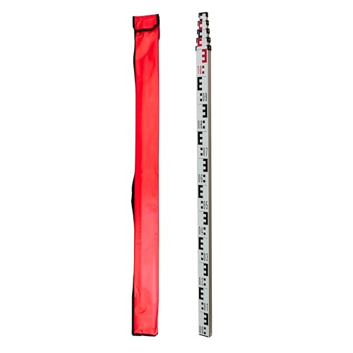 hedue® Nivellierlatte 4 m - Messlatte für Nivellierarbeiten auf Baustellen und zum Messen lichter Maße, mit Teleskopauszug von Hedue