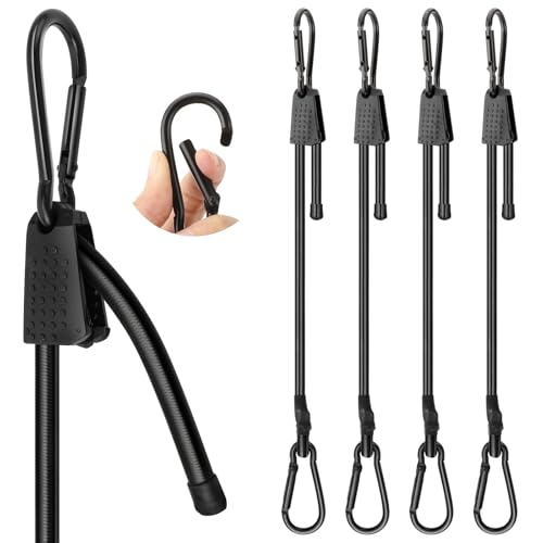 4 Stück Expander mit Haken Gepäckspanner mit Karabiner Frei Verstellbare Länge Elastischer Spanngurt Einstellbar Elastische Vielzweck Gepäckspanner für Möbeln Sackkarren Motorrad（Schwarz） von heedpeiur