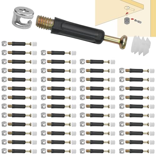 50 Stk Exzenter Möbelverbinder Schrankverbinder Schrauben Dübel Set,Korpusverbinder Exzenter Möbel Schrauben Einschraubdübel Mit Abdeckrand M6x40mm,Eindrehmuttern M6 Für Möbel Kleiderschrank Schublade von heedpeiur