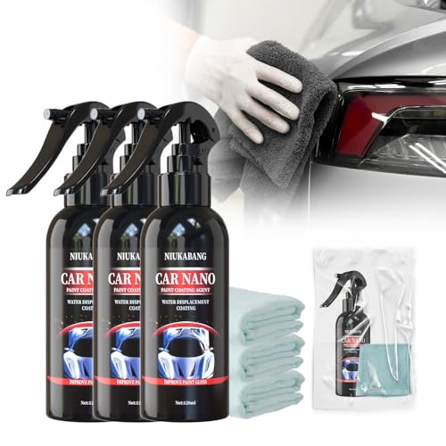 3 IN 1 Hochleistungs Schnellauto Beschichtungsspray, 2024 Neuest High Protection Fast Coated Car Nano Spray, Prämie Nano Spray Auto zum Autolack Kratzer Entfernen und Autopolitur (120ML, 3 stück) von heepqy