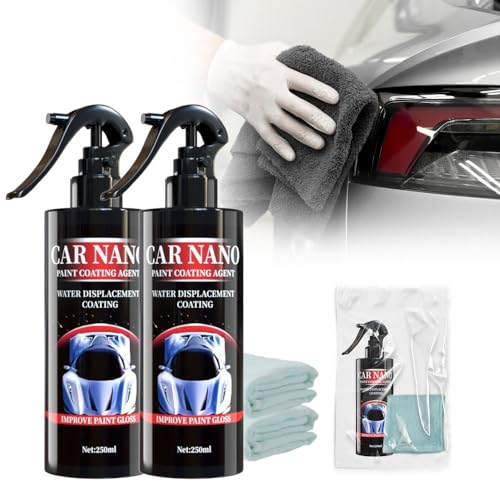 3 IN 1 Hochleistungs Schnellauto Beschichtungsspray, 2024 Neuest High Protection Fast Coated Car Nano Spray, Prämie Nano Spray Auto zum Autolack Kratzer Entfernen und Autopolitur (250ML, 2 stück) von heepqy