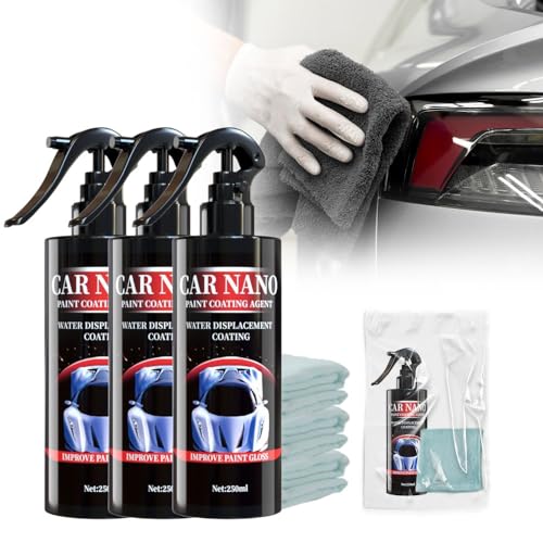3 IN 1 Hochleistungs Schnellauto Beschichtungsspray, 2024 Neuest High Protection Fast Coated Car Nano Spray, Prämie Nano Spray Auto zum Autolack Kratzer Entfernen und Autopolitur (250ML, 3 stück) von heepqy