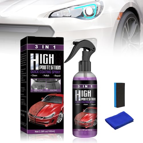 3 in 1 Schnellbeschichtungsspray mit hohem Schutz, 2024 Neuest auto kratzer entferner, Prämie Car Coating Spray, Hoher Schutz Schnelles zum Autolack Kratzer Entfernen und Autopolitur (100ML 1PCS) von heepqy